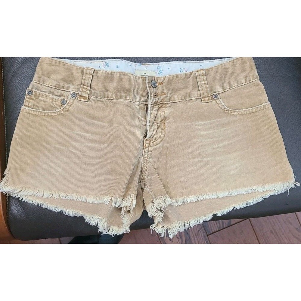 Abercrombie & Fitch Shorts Womens 8 Tan Cotton Corduroy Raw Hem Boho Vintage Y2K